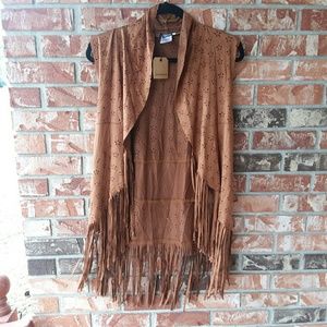 NWT EARTHBOUND FAUX SUEDE FRINGE VEST